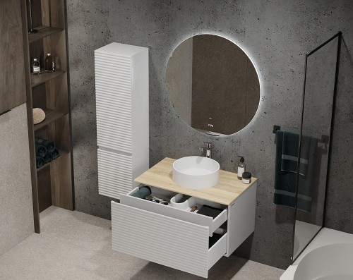 Тумба под раковину Jorno Cossety 80 Coss.01.80/P/W-DG/JR подвесная Белый МДФ / ЛДСП