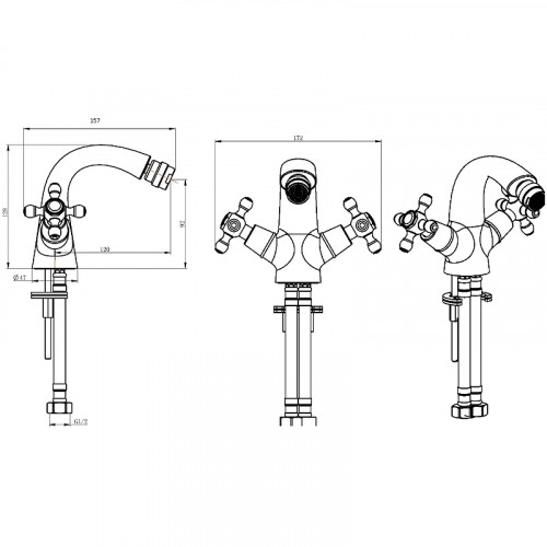 Смеситель для биде Boheme Crystal 296-CRST Золото латунь