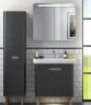 Шкаф пенал Vitra Sento 40 L 60856 подвесной с бельевое корзиной Антрацит матовый МДФ / ЛДСП
