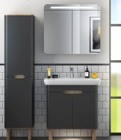 Шкаф пенал Vitra Sento 40 L 60856 подвесной с бельевое корзиной Антрацит матовый МДФ / ЛДСП