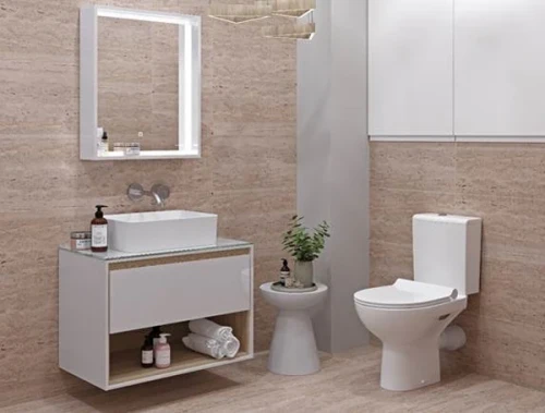 Тумба под раковину Cersanit Louna 60 SP-SZ-LOU60-BL/Wh подвесная Белый глянец дуб Эврика МДФ / ЛДСП, стекло