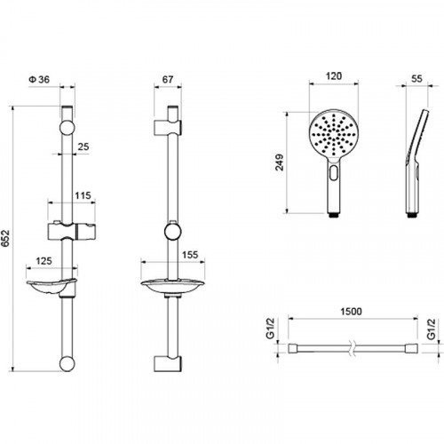 Душевой гарнитур Aquatek Оберон 3jet AQ2014CR Хром нержавеющая сталь на стену