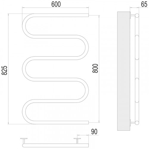 Электрический полотенцесушитель Terminus Ш-образный 600x800 4620768883972 Хром нержавеющая сталь