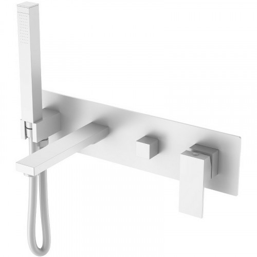 Смеситель для ванны Boheme Qubic 474-2-MW Белый матовый латунь встраиваемый