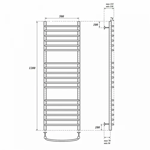 Электрический полотенцесушитель Point Альфа PN05152SE П18 500x1200 левый/правый Хром