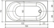 Акриловая ванна WellWant Oberon WW 150x75 WWVO1123W без гидромассажа