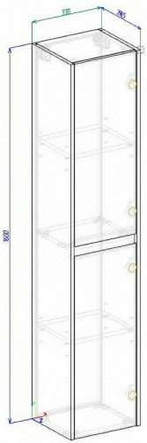 Шкаф пенал BelBagno Kraft 33 L KRAFT-1600-2A-SC-RT-L подвесной Rovere Tabacco МДФ / ЛДСП