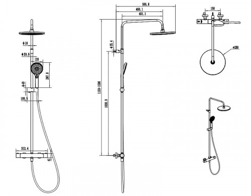 Душевая система Splendy Relax R RR208XTR26R3BM с термостатом цвет Черный матовый