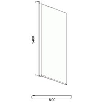 Шторка на ванну Azario Merrit 80 AZ-NF6211-1 800 профиль Серебро стекло прозрачное