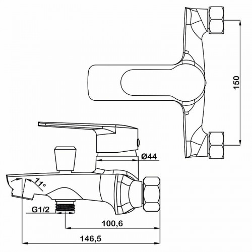 Смеситель для ванны Swedbe Olymp 1830 Хром на стену