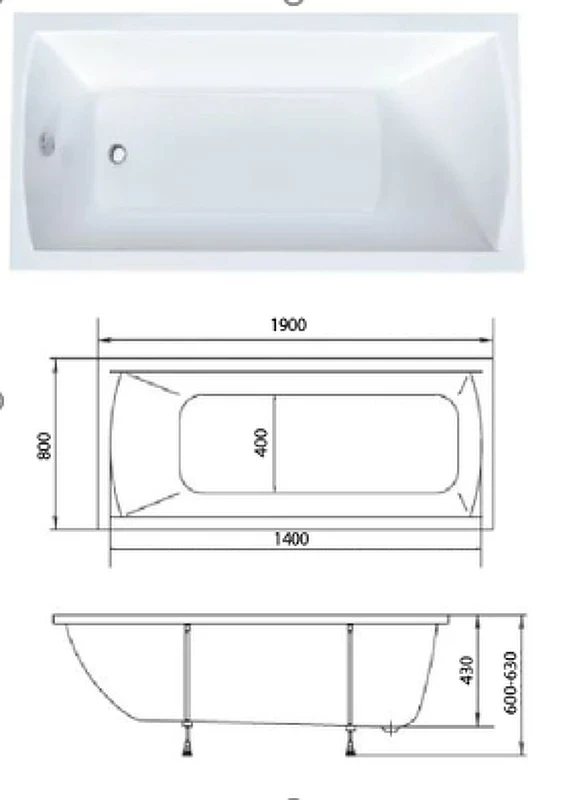 Акриловая ванна Creto Modalia 190х80 9-19080 цвет Белый