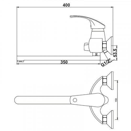 Смеситель для ванны Kaiser Classic 16055B универсальный Хром латунь на стену