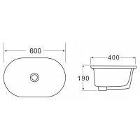 Раковина BelBagno 60 BB1004 Белая фаянс полувстраиваемая