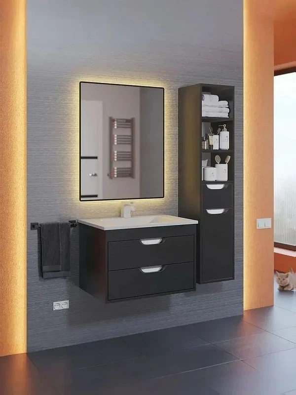Тумба под раковину Uperwood Modul 65 2930205151 подвесная цвет Черный матовый