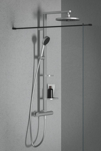 Душевая система Ideal Standard Alu+ BD583SI с термостатом Серебряная латунь на стену