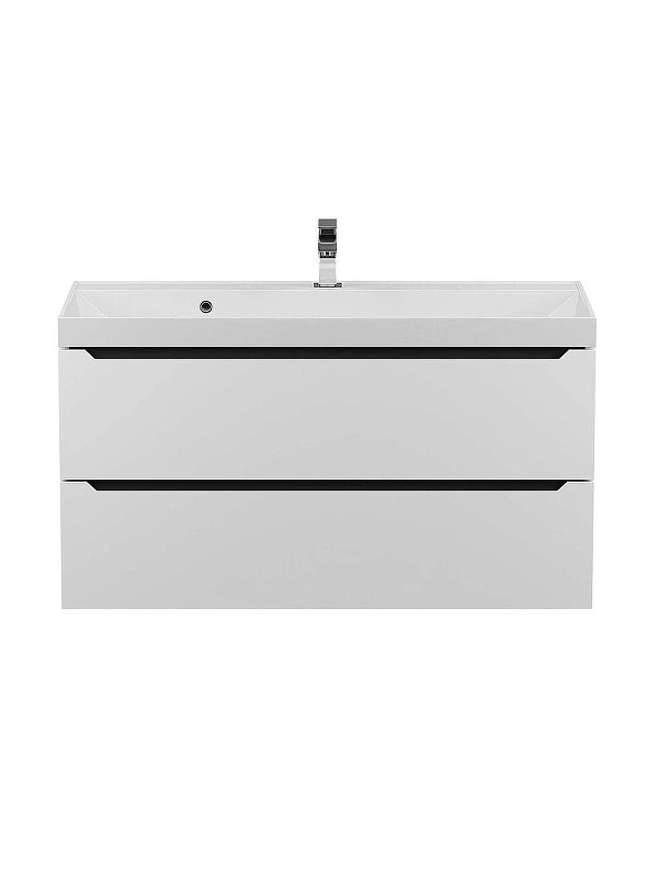 Тумба с раковиной Uperwood Tanos 100 29111020233 подвесная цвет Белый матовый Графит матовый