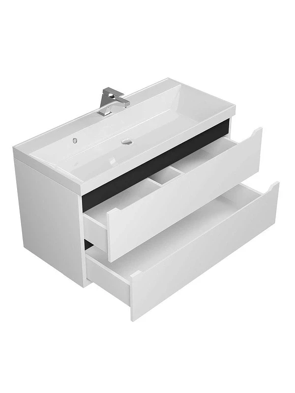 Тумба с раковиной Uperwood Tanos 100 29111020233 подвесная цвет Белый матовый Графит матовый