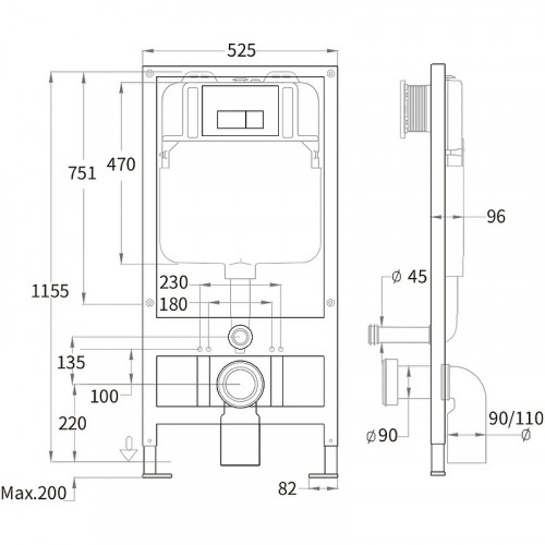 Инсталляция WeltWasser WW Bamberg 525 10000010287 для унитаза без клавиши смыва пластик