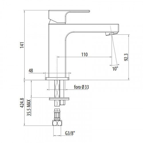 Смеситель для раковины Gattoni Kubik 2582/25NO Черный матовый латунь