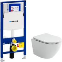 Комплект унитаза Ceramicanova Uno Rimless CN11001  с инсталляцией Geberit Duofix Sigma UP320 111.300.00.5 с сиденьем Микролифт фарфор подвесной