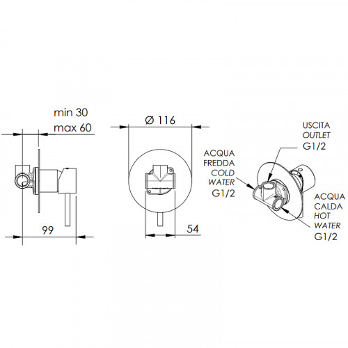 Смеситель для душа Remer X-Style X30LBO Белый матовый латунь встраиваемый