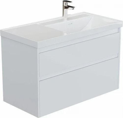 Тумба под раковину Aquanet Nova Lite 2.0 90 R 346310 подвесная цвет Белый глянец