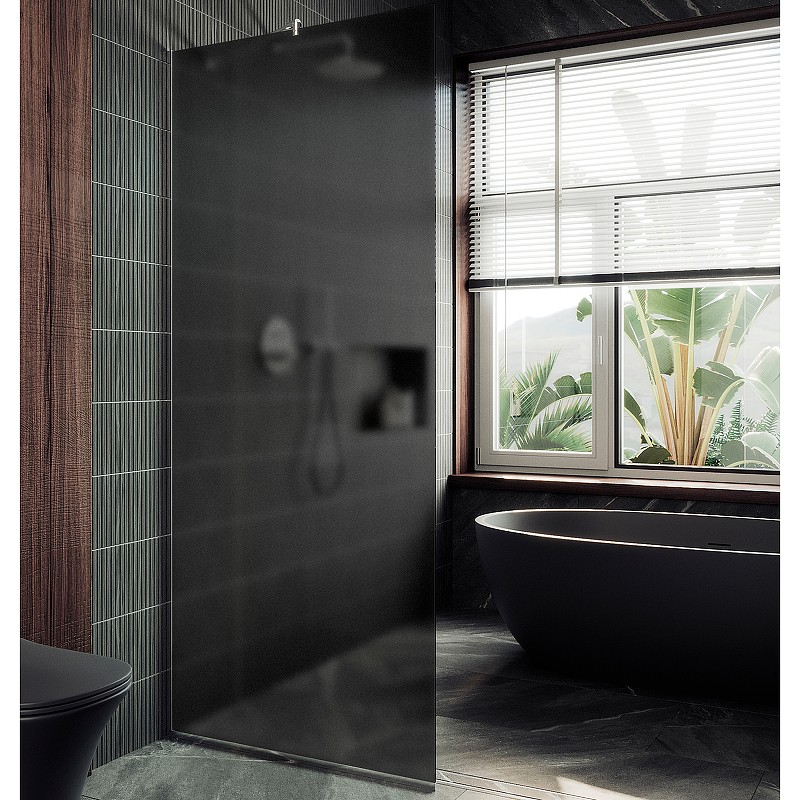 Душевая перегородка Maybah Glass MGD-704-5у 690x1950 в узком профиле Хром матовый стекло графитовое матовое