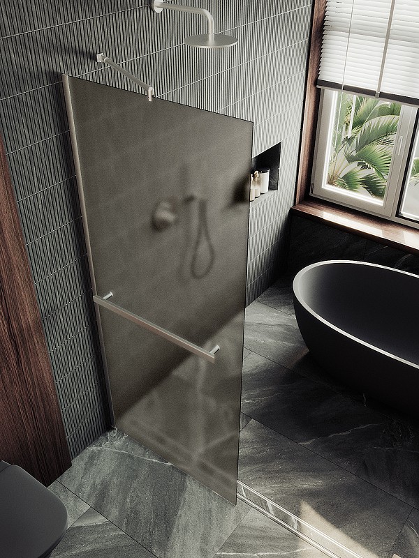 Душевая перегородка Maybah Glass MGD-710-5ш 1090x1950 в широком профиле Хром матовый стекло бронзовое матовое