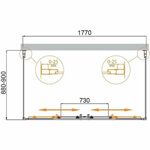 Душевой уголок Cezares Molveno 180x90 MOLVENO-AH-22-180/90-C-Cr-IV профиль Хром стекло прозрачное