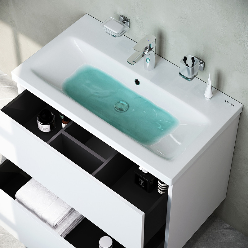 Тумба под раковину AM.PM Gem 75 2 M90FHX07522WG подвесная Белая МДФ / ЛДСП