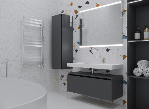 Тумба Boheme Armadi Art Vallessi UNO-S 100 897-100-A glossy подвесная Антрацит глянец МДФ / ЛДСП