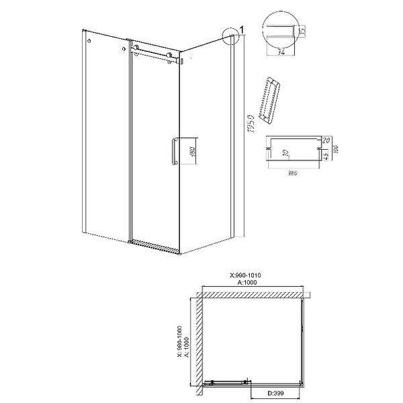 Душевой уголок Grossman Classic 100x100 120.K33.04.1010.21.00 профиль Черный матовый стекло прозрачное