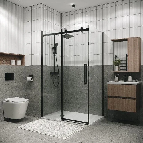 Душевой уголок Grossman Classic 100x100 120.K33.04.1010.21.00 профиль Черный матовый стекло прозрачное