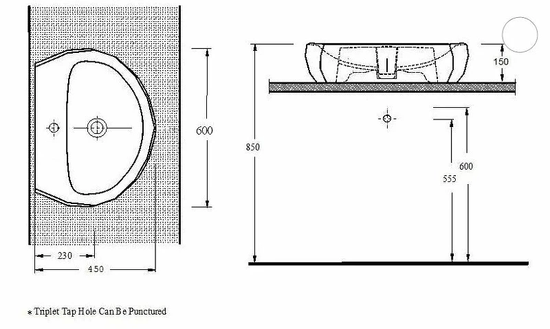 Раковина beWash Bekinger 60 87601101 Белый глянец фарфор накладная