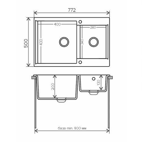 Кухонная мойка Polygran Brig-772 №36 473417 Белый хлопок искусственный камень (литьевой мрамор) встраиваемый