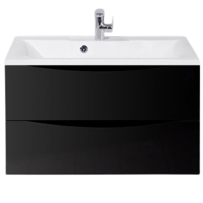 Тумба под раковину BelBagno Marino 80 MARINO-800-2C-SO-NL-P подвесная Nero Lucido МДФ / ЛДСП