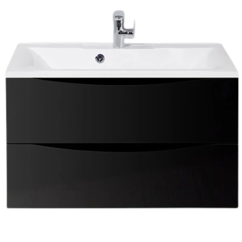 Тумба под раковину BelBagno Marino 80 MARINO-800-2C-SO-NL-P подвесная Nero Lucido МДФ / ЛДСП