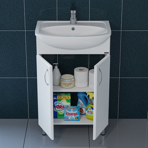 Тумба под раковину СанТа Уют 55 Белая МДФ / ЛДСП