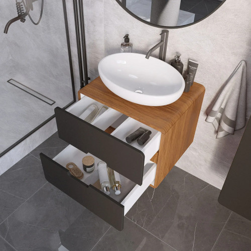 Тумба под раковину 1MarKa Vortex 60П Ц0000033058 подвесная цвет Орех ноче тортона Монолит найт