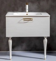 Тумба под раковину Boheme Armadi Art Vallessi Avangarde Linea 80 842-080-WG подвесная Белая Золото МДФ / ЛДСП
