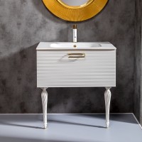Тумба под раковину Boheme Armadi Art Vallessi Avangarde Linea 80 842-080-WG подвесная Белая Золото МДФ / ЛДСП