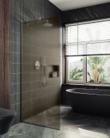 Душевая перегородка Maybah Glass MGD-697-5у 790x1950 в узком профиле Хром матовый стекло бронзовое матовое