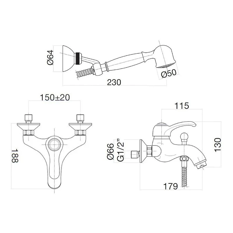 Смеситель для ванны Webert Aurora AU850101015(153) цвет Хром