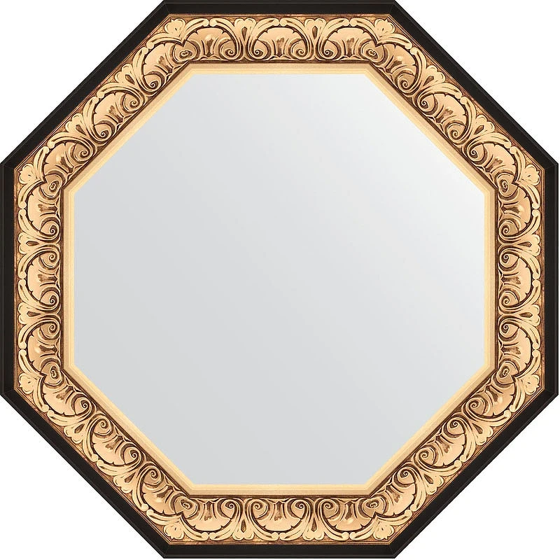 Зеркало Evoform Octagon 80х80 BY 3846 в багетной раме - Барокко золото 106 мм стекло