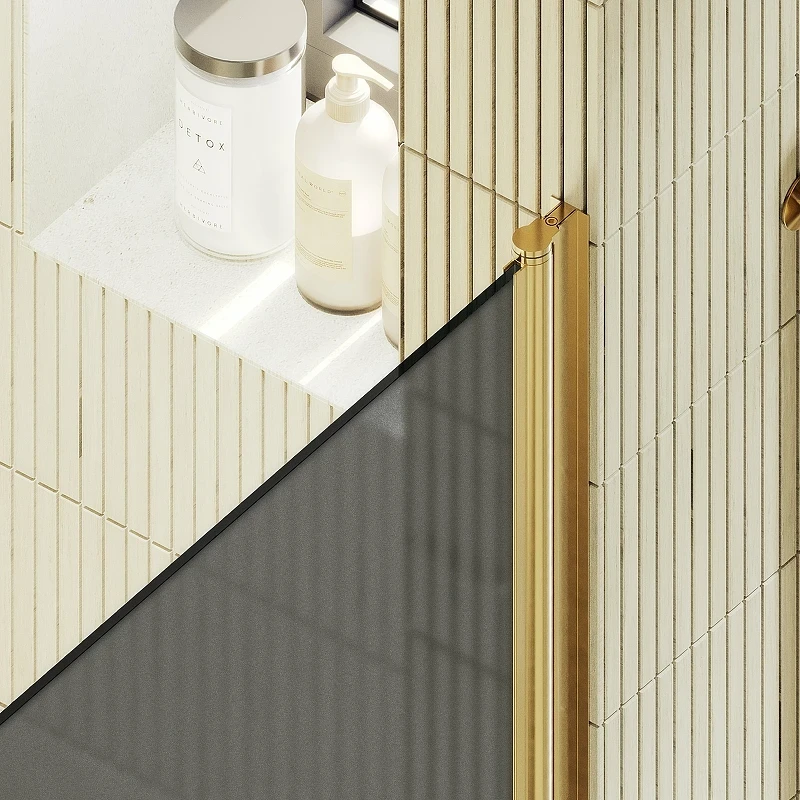 Душевая дверь Maybah Glass MGD-813-3 900x1980 на монопетле Золото стекло графитовое матовое