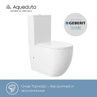 Унитаз компакт Aqueduto Ovo Plus Tornado AQDSOVOT10 цвет Белый глянцевый с бачком и сиденьем Микролифт