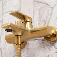Смеситель для ванны WasserKRAFT Aisch 5501 Золото матовое латунь на стену