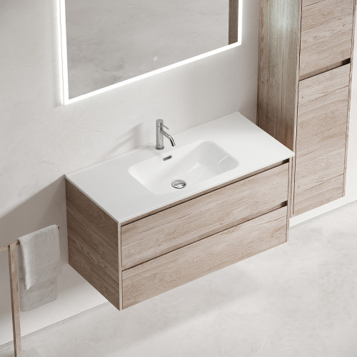 Тумба под раковину Sancos Libra 100 LB100EG подвесная Дуб галифакс натуральный МДФ / ЛДСП