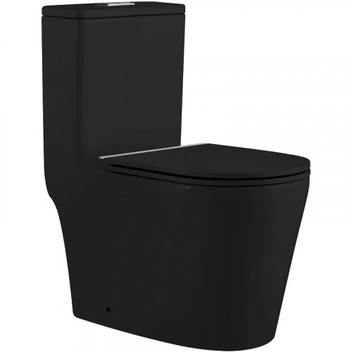 Унитаз моноблок SantiLine SL-5029MB Черный матовый с бачком и сиденьем Микролифт фаянс напольный