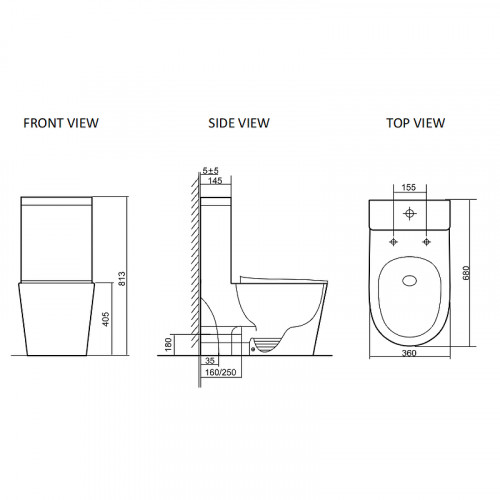 Унитаз моноблок SantiLine SL-5029MB Черный матовый с бачком и сиденьем Микролифт фаянс напольный